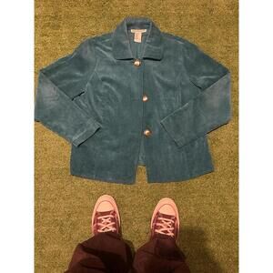 Vintage Women's Blue Corduroy Button-Up Jacket